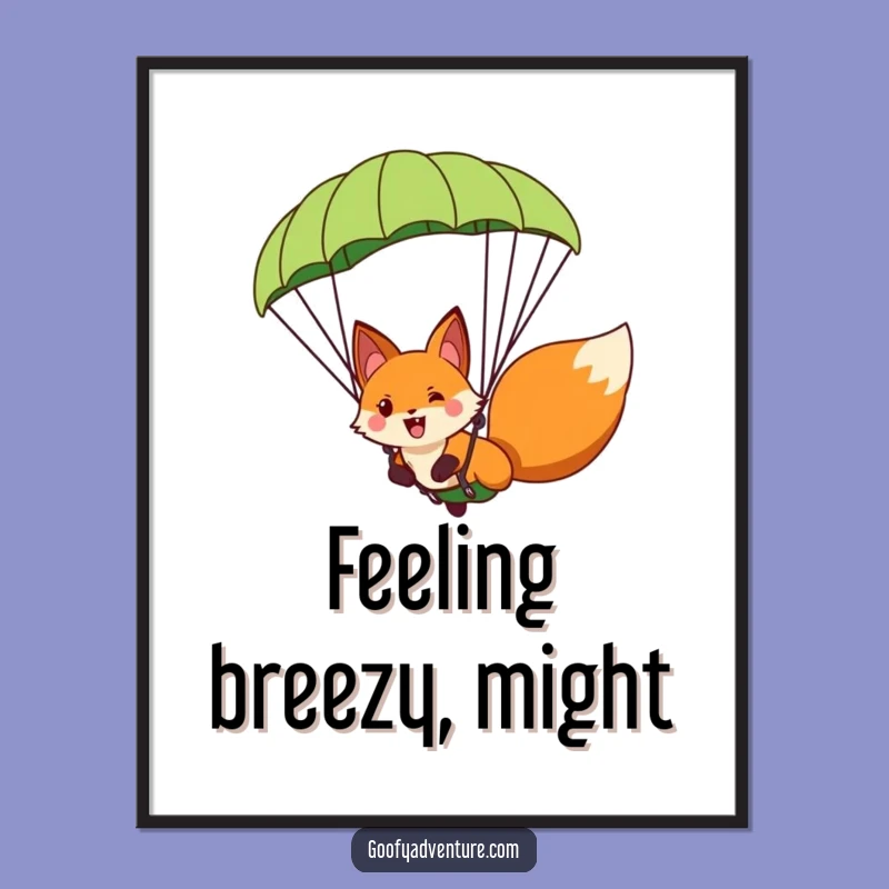 Funny Fox Paragliding Poster - Bring Hilarious Adventure Wall Art to Your Space