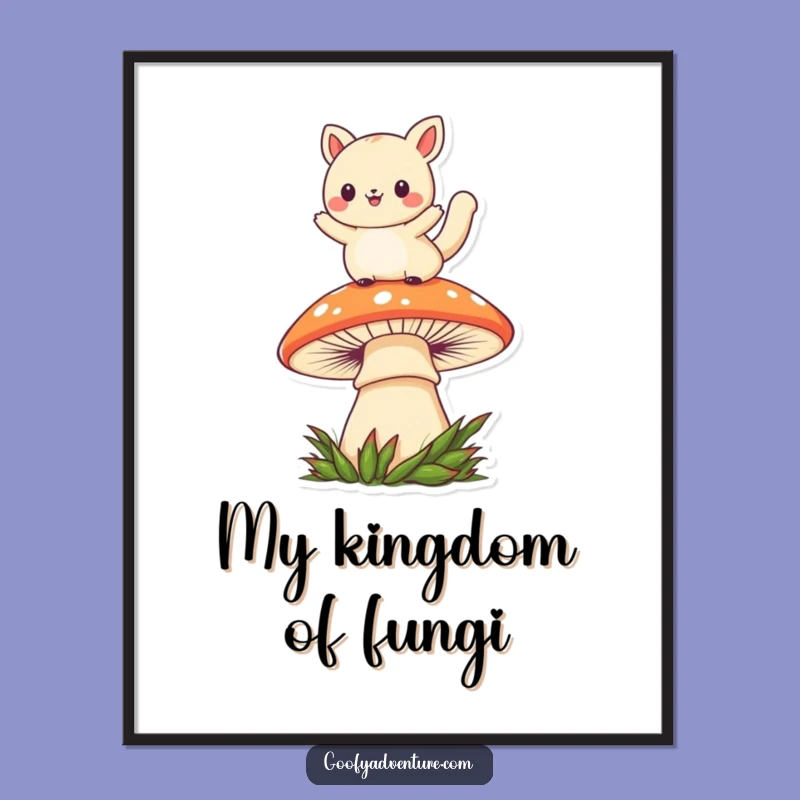 Funny Kawaii Mushroom Leaper Animal Poster: Decorate with Whimsical Adventure and Humor