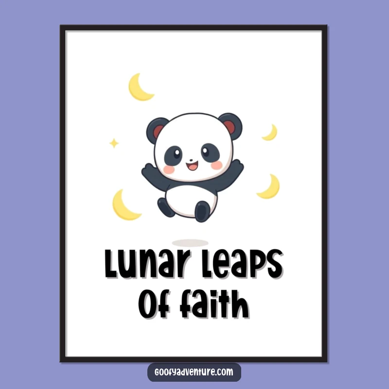 Funny Panda Moon Jumper Poster: Whimsical Wall Art for Dreamers
