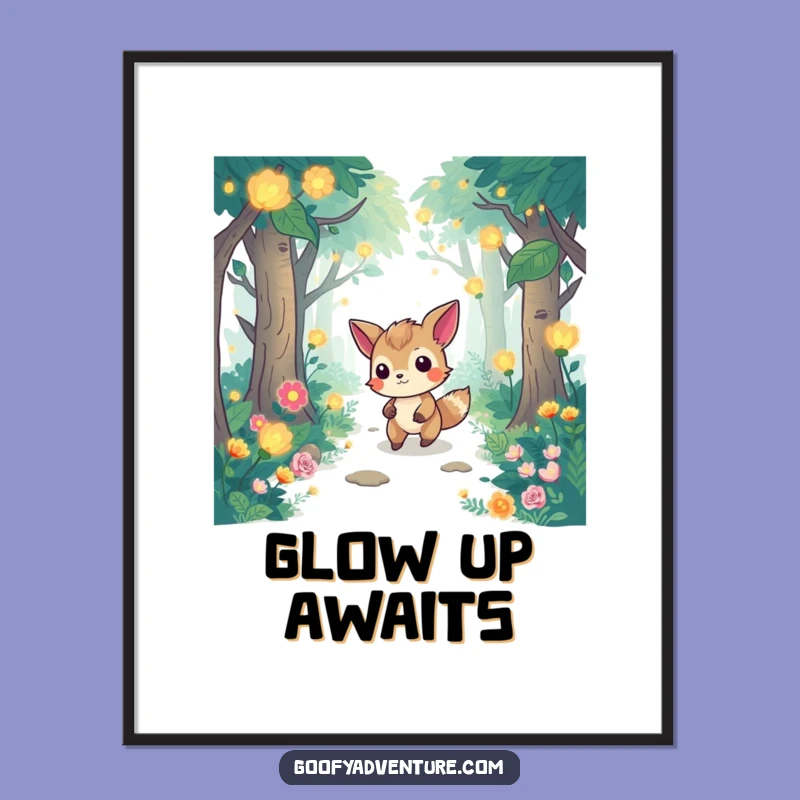 Funny Forest Glow Poster: Whimsical Animal Art Print Gift