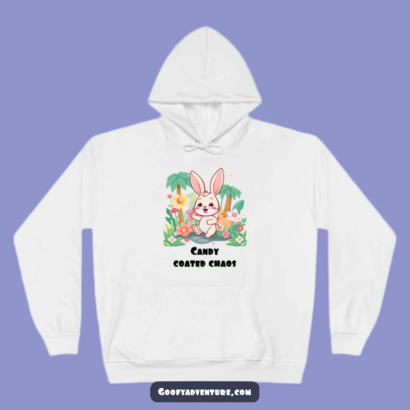 Cozy Funny Bunny Candy Jungle Hoodie - Snuggle Up in a Sweet, Fantastical World
