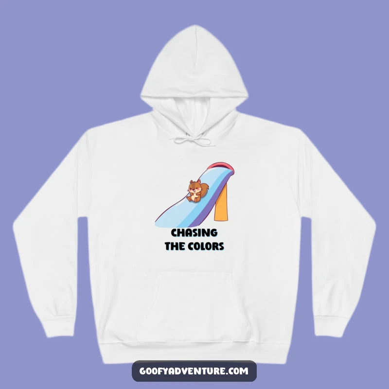 Cozy Funny Squirrel Rainbow Slide Hoodie: Wrap Up in This Hilarious Fun