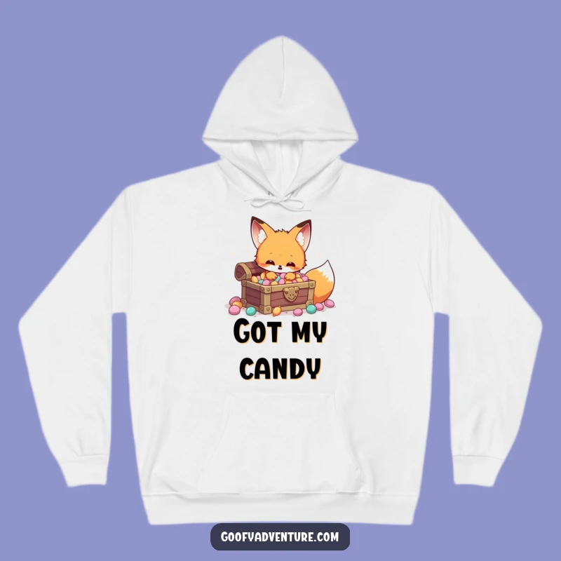 Funny Kawaii Fox Treasure Hoodie: Cozy Candy Adventure Gift!
