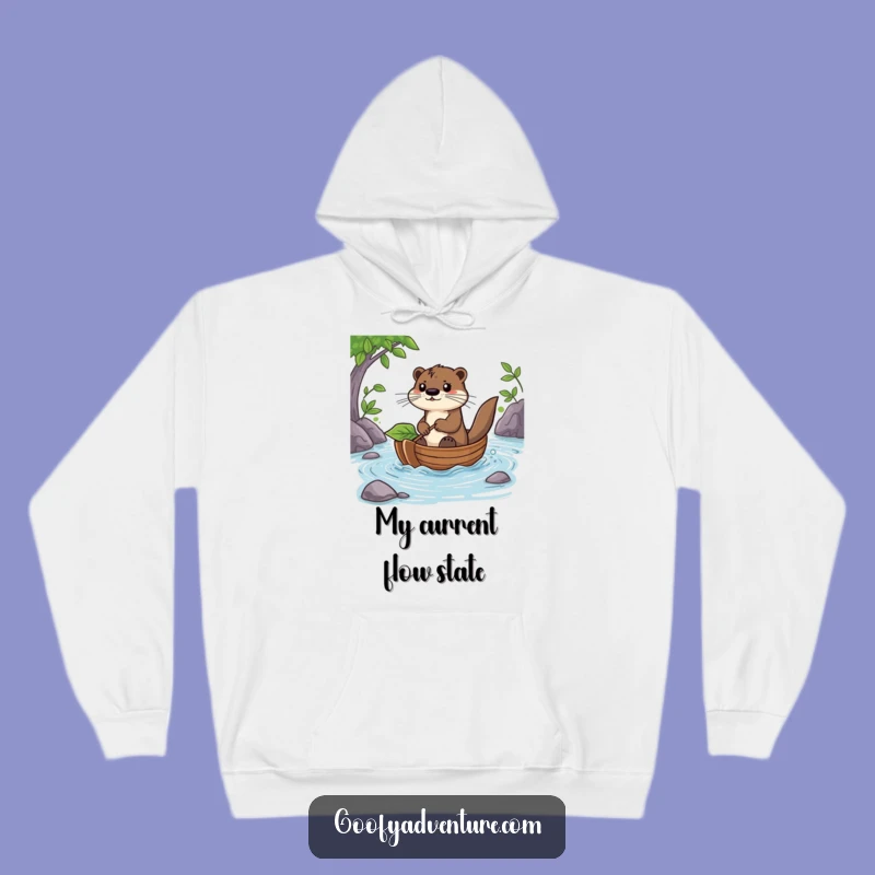 Funny Otter Leaf Boat Hoodie: Cozy & Hilarious River Adventure Gift