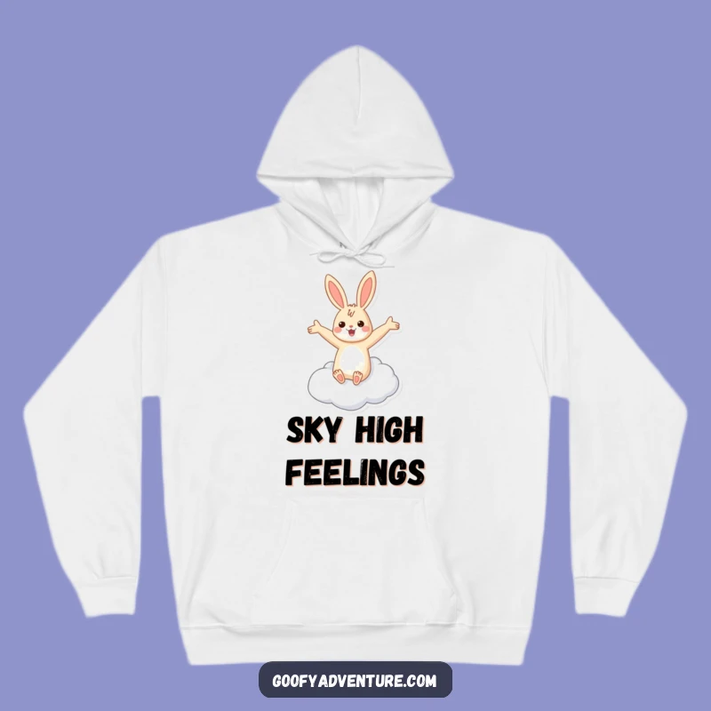 Funny Rabbit Flying Cloud Hoodie: Cozy Up in the Sky, Perfect Dreamy Gift!