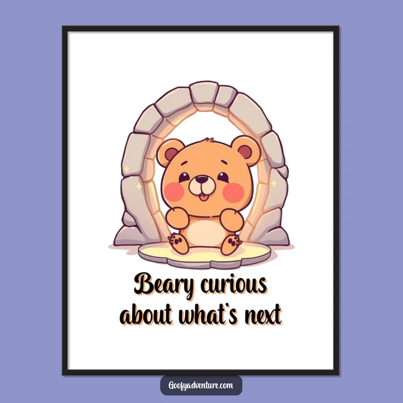 Funny Free Printable Wall Art: Curious Bear Portal - Downloadable Art for Your Home