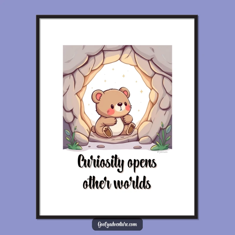 Free Printable Wall Art: Bear Cub's Portal Discovery, Imaginative Downloadable Decor
