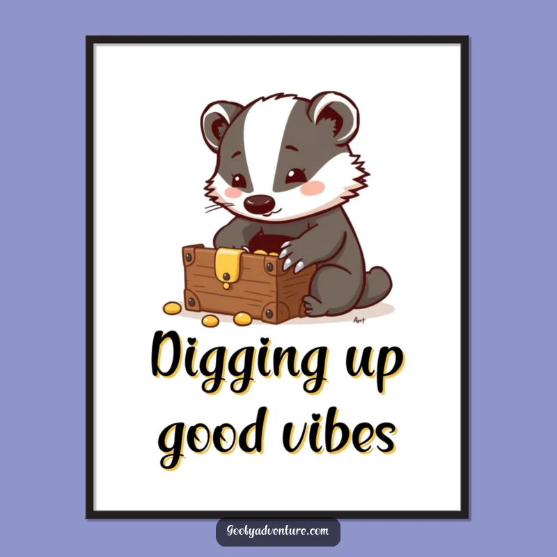 Free Printable Wall Art: Badger's Treasure Discovery, Funny Downloadable Decor