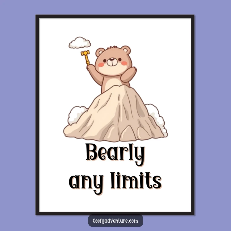 Free Printable Bear Wall Art: Cloud Climbing Funny Downloadable Decor