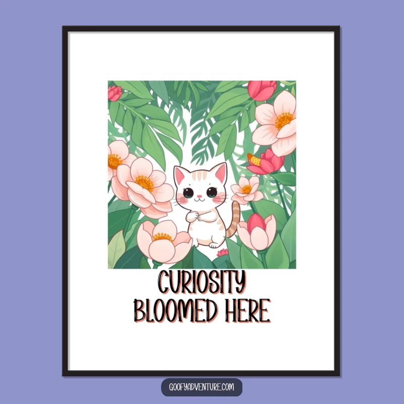 Free Printable Cat Wall Art: Flower Jungle Funny Downloadable Decor