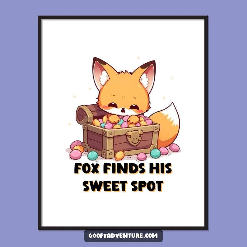 Free Printable Kawaii Fox Treasure Wall Art - Whimsical Downloadable Decor for Candy Lovers!