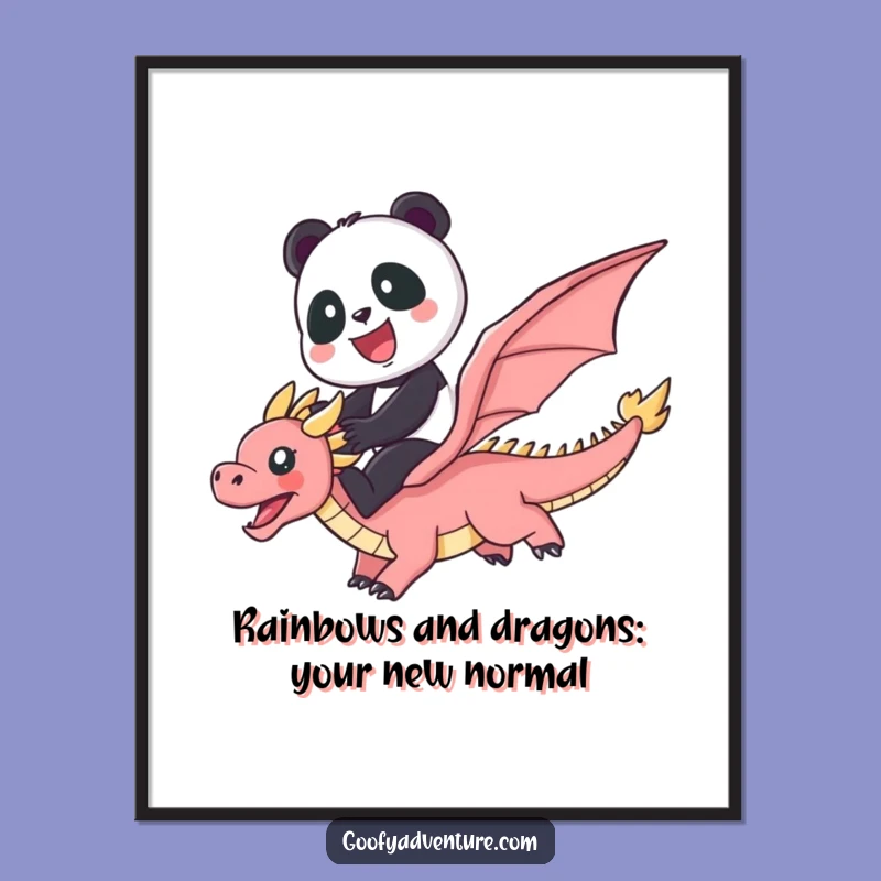 Free Printable Panda Dragon Rainbow Art: Funny Downloadable Wall Decor for Whimsical Spaces