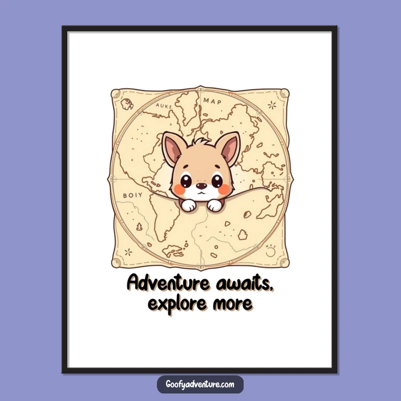 Funny Free Printable Wall Art: Curious Animal Map Explorer Downloadable Art