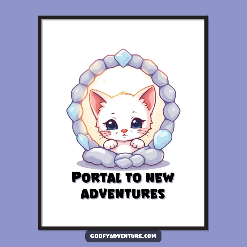 Funny Free Printable Wall Art: Kitten Portal Peek Downloadable Home Decor
