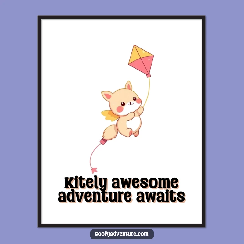Free Printable Kawaii Art: Funny Kite Rider Downloadable Gift
