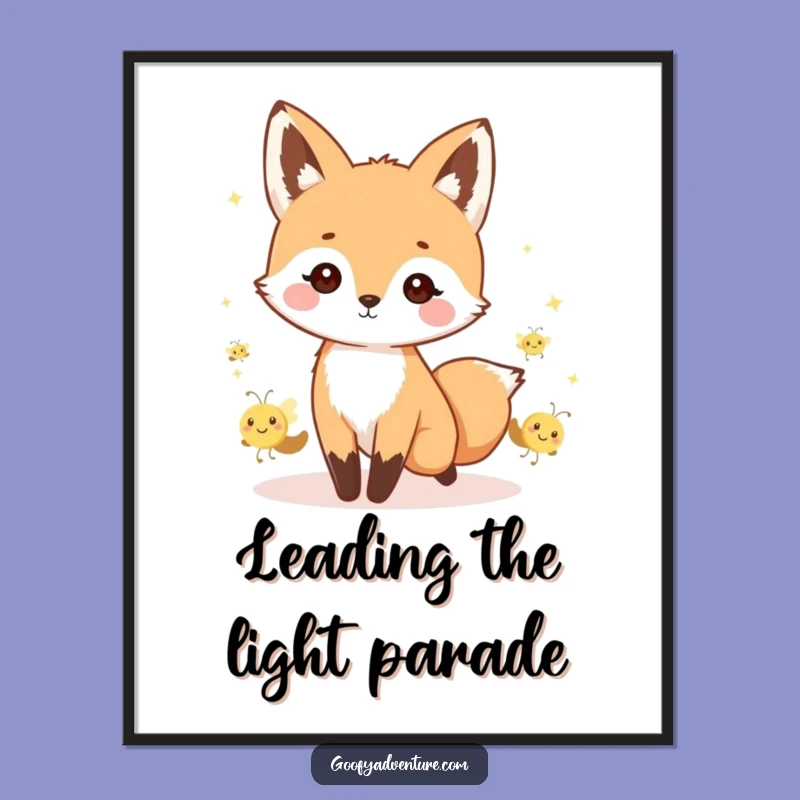 Funny Free Printable Wall Art Kawaii Fox Firefly Parade Cheerful Downloadable