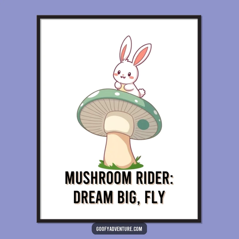 Whimsical Mushroom Ride Free Printable Wall Art: Funny Bunny Downloadable Art