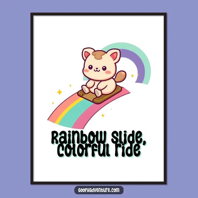 Free Printable Wall Art: Rainbow Rider Animal, Downloadable Whimsical Decor