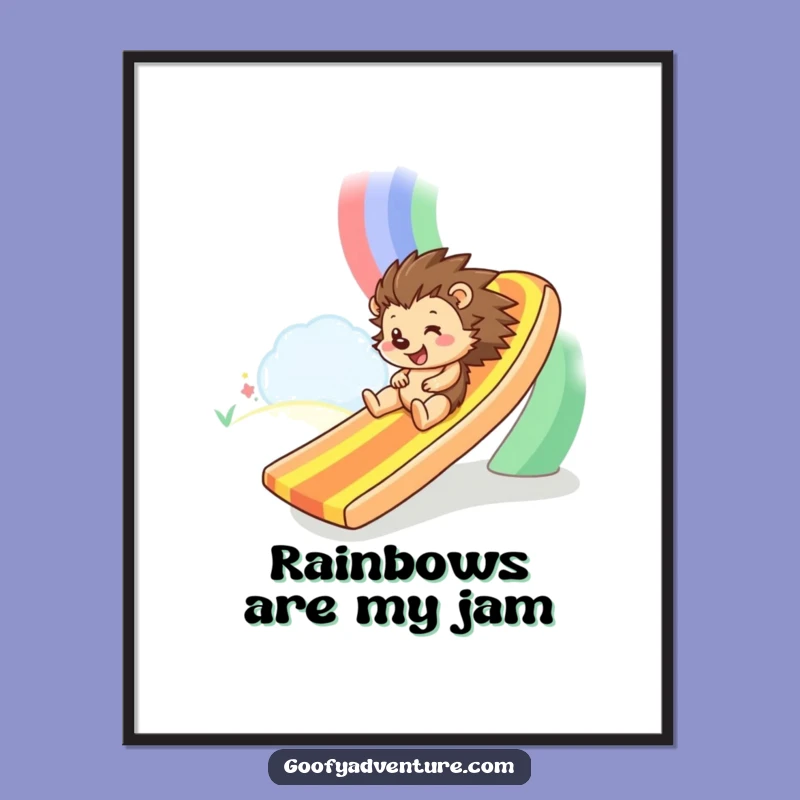 Funny Free Printable Hedgehog Rainbow Wall Art: Playful Joy Downloadable Decor