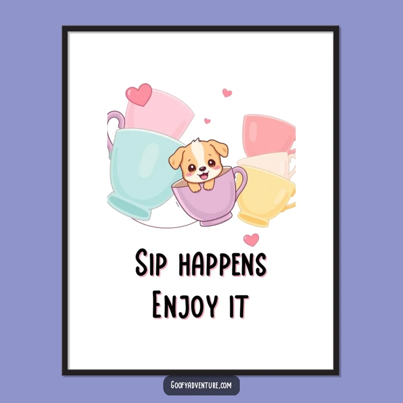 Free Printable Puppy Wall Art: Teacup Zipline Funny Downloadable Decor