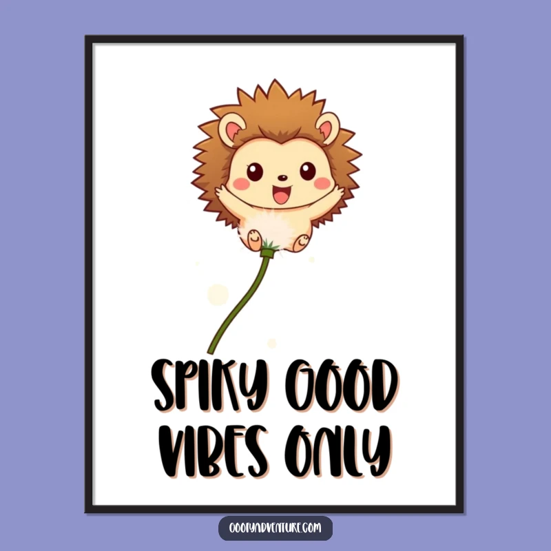 Free Printable Hedgehog Wall Art: Funny Dandelion Flight Downloadable Decor