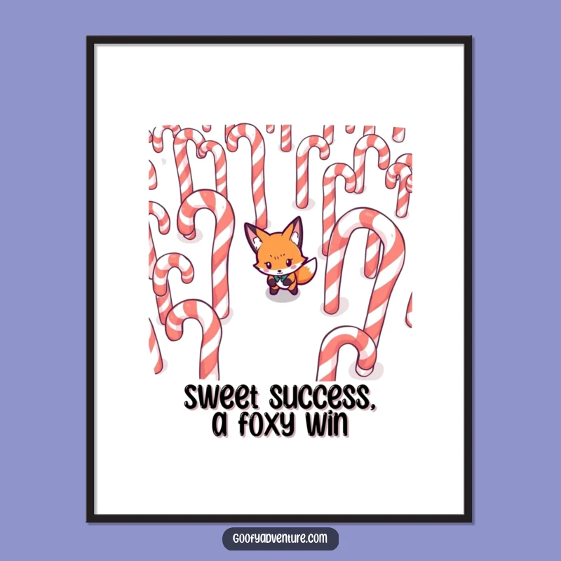 Free Printable Fox Art: Whimsical Candy Cane Maze Downloadable Wall Decor