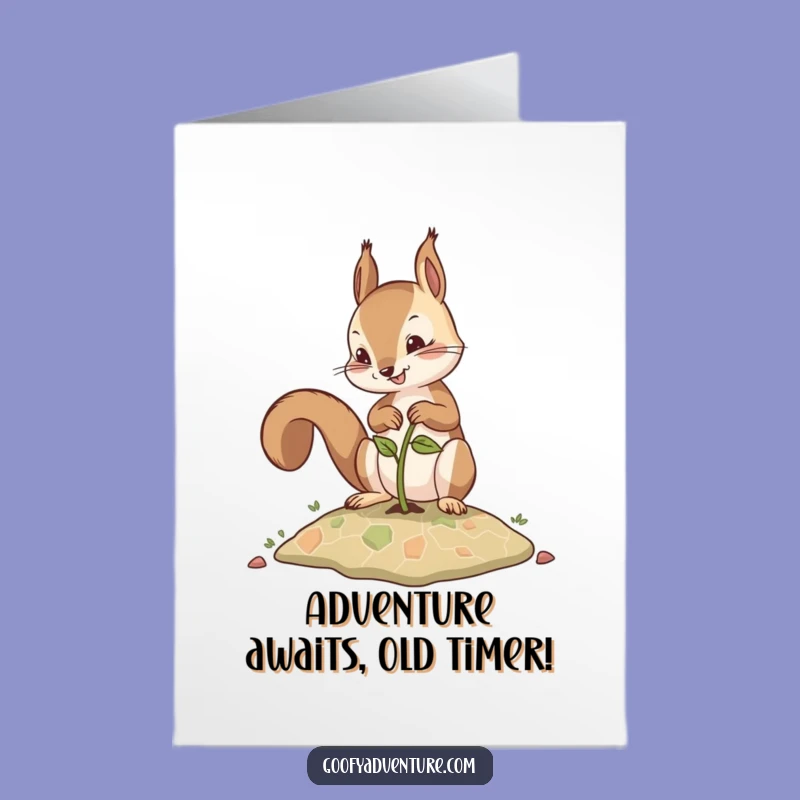 Free Printable Birthday Card: Funny Squirrel Map Design, Downloadable Gift for Adventurers