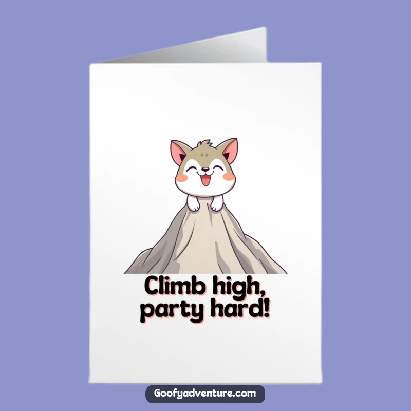 Free Printable Birthday Card: Animal Peak Climb Funny Downloadable Gift