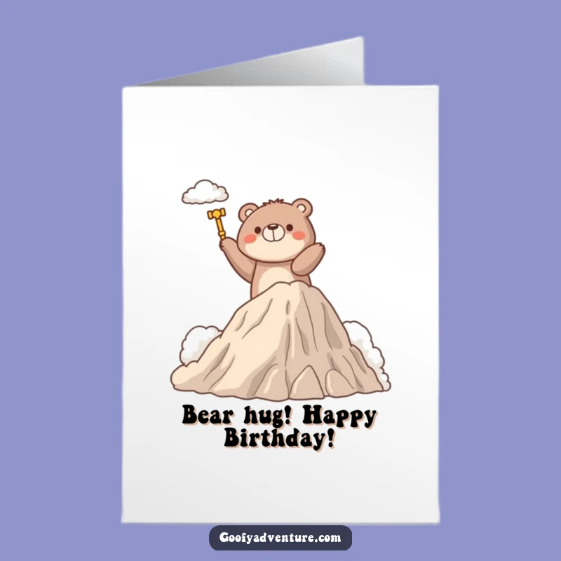 Free Printable Bear Birthday Card: Cloud Climbing Funny Downloadable Gift