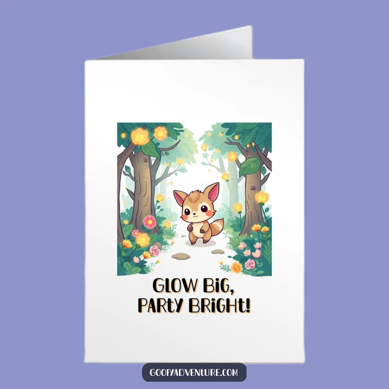 Free Printable Birthday Card: Animal Forest Glow Funny Downloadable Gift
