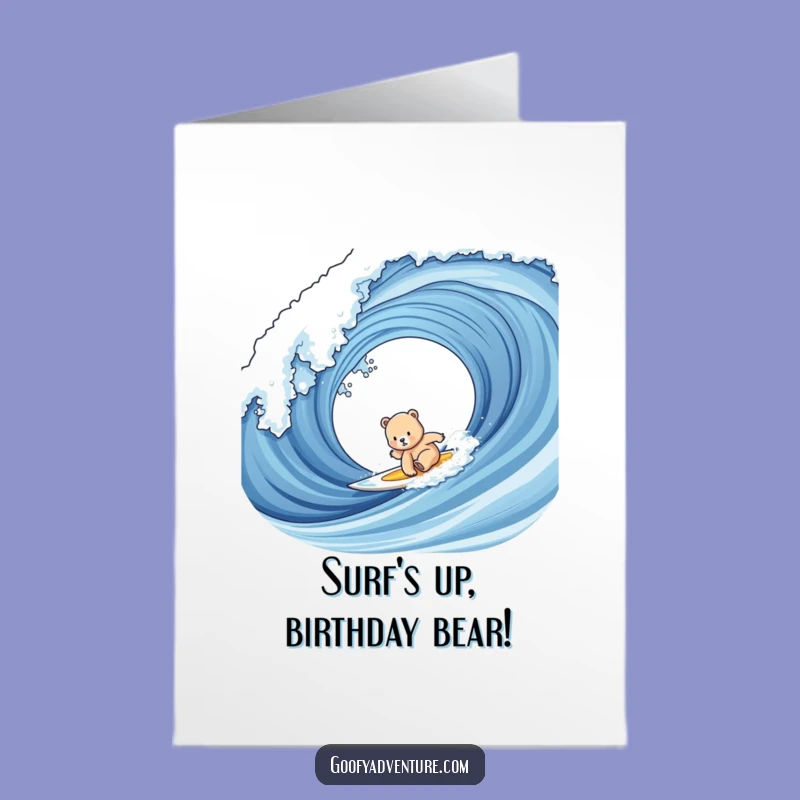 Free Printable Birthday Card: Surfing Bear Cub, Hilarious DIY Downloadable Gift