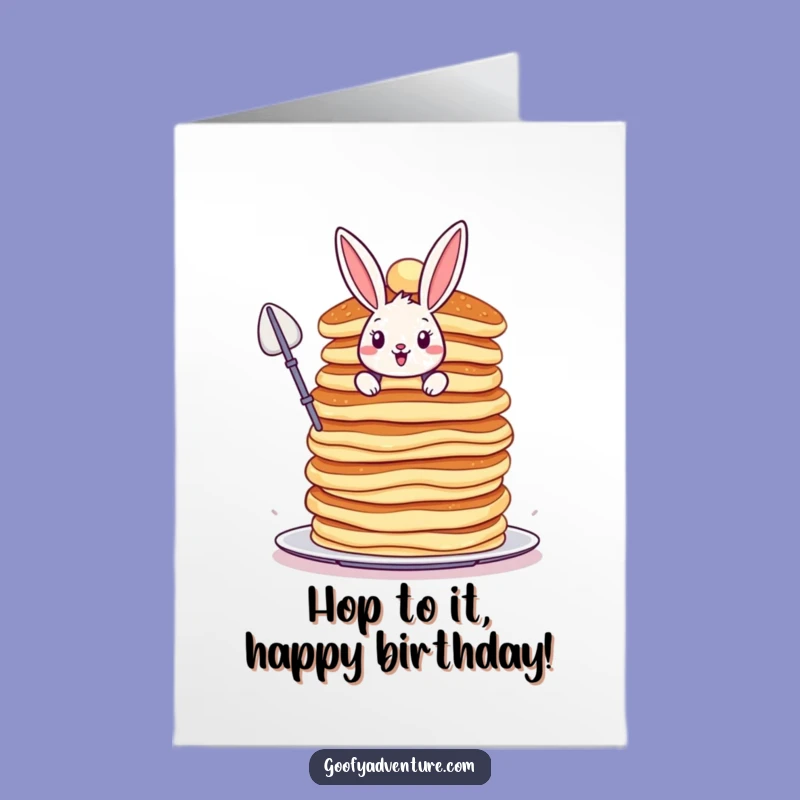 Free Printable Bunny Birthday Card: Pancake Stack Humor Downloadable