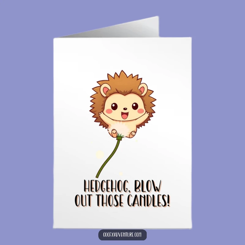 Free Printable Hedgehog Birthday Card: Funny Dandelion Flight Downloadable Gift