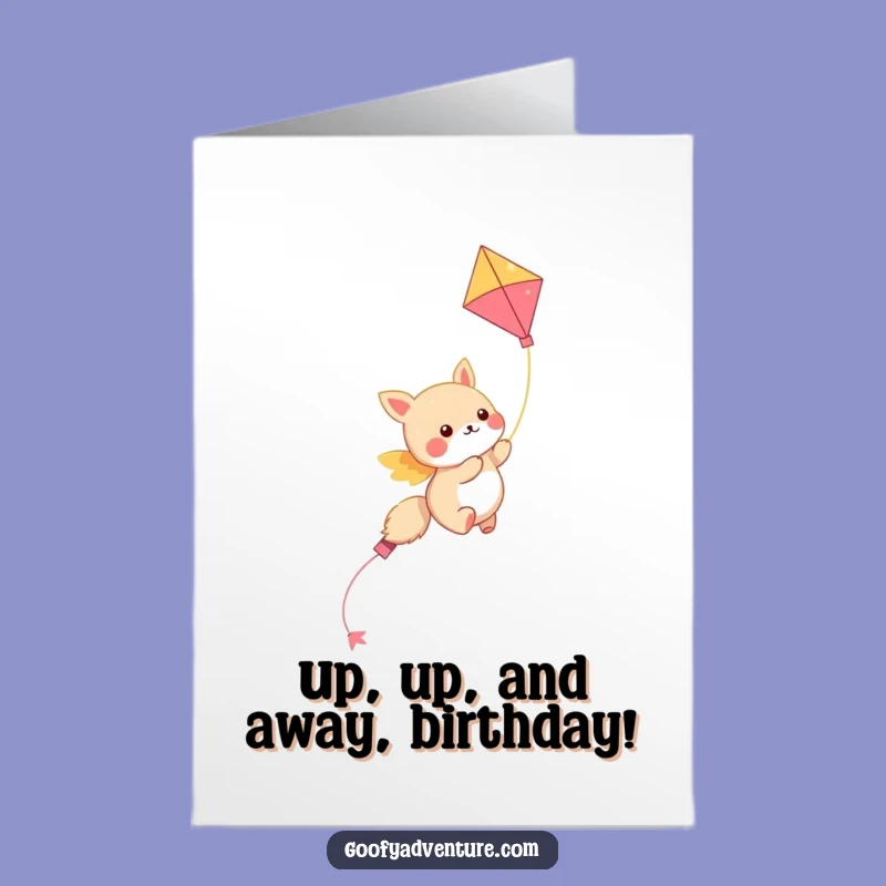 Free Printable Kawaii Kite Card: Funny Birthday Downloadable Gift