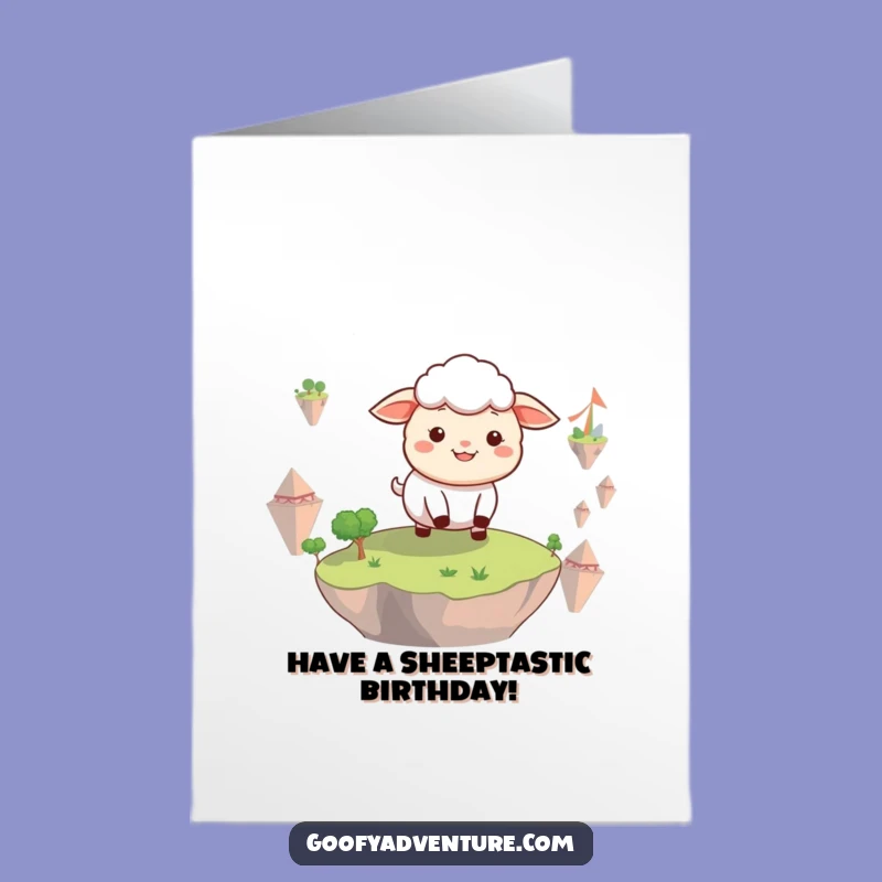 Free Printable Sheep Birthday Card: Floating Islands Adventure Downloadable Gift