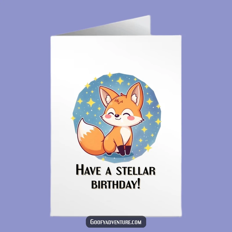 Free Printable Birthday Card: Fox in Galaxy, Funny Stellar Downloadable Gift