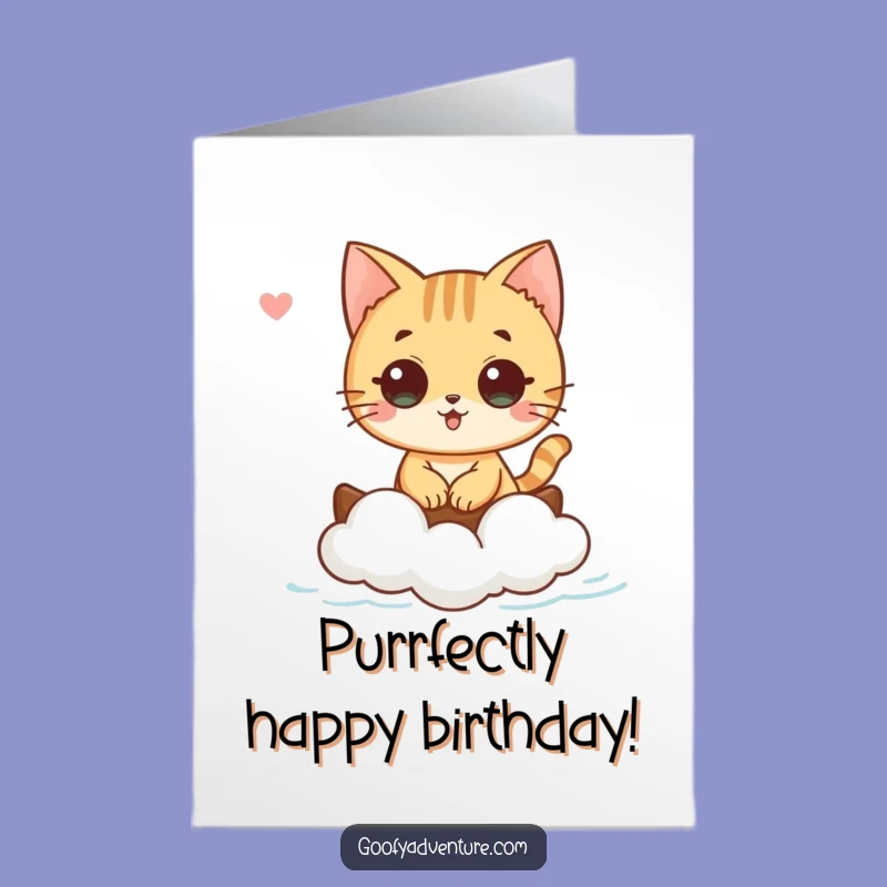 Free Printable Birthday Card: Cat on Cloud Boat, Dreamy Funny Downloadable Gift