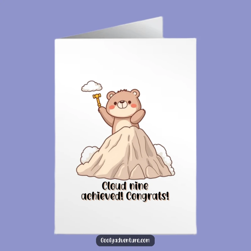 Free Printable Bear Congrats Card: Cloud Summit Funny Downloadable Gift