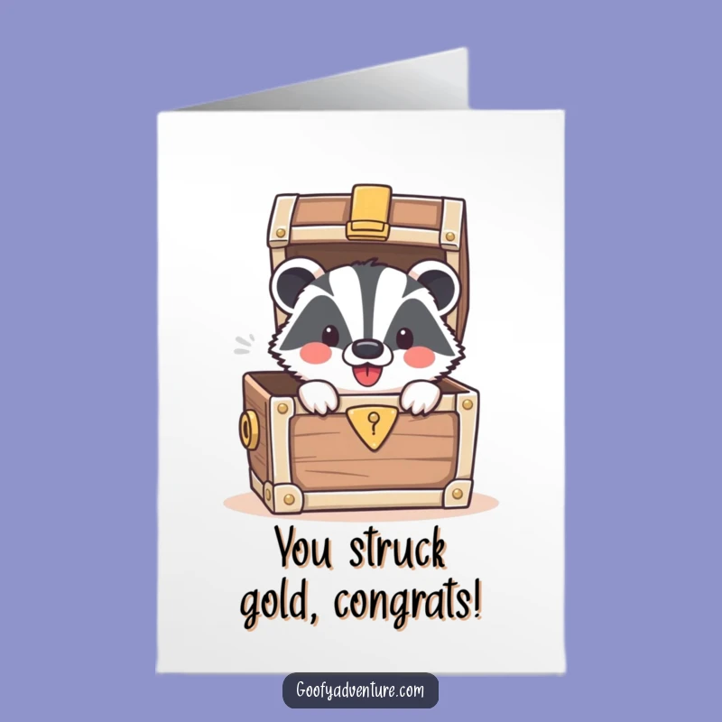 Free Printable Congrats Card: Badger's Jackpot, Funny Downloadable Gift of Success