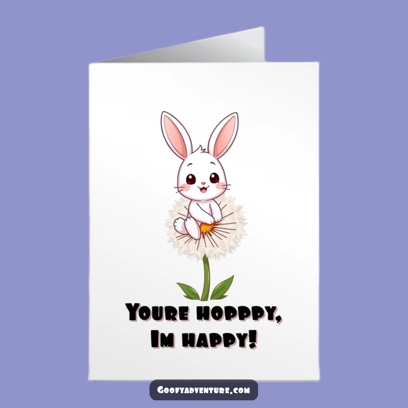 Free Printable Congrats Card: Bunny on Dandelion, Funny Downloadable Success Gift