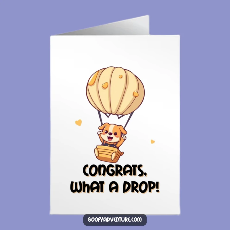 Free Printable Congrats Card: Dog Pancake Balloon Jump, Achievement Download