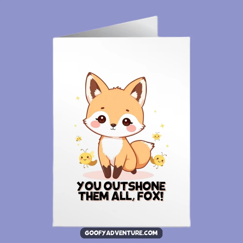 Free Printable Congrats Card Kawaii Fox Firefly Parade Cheerful Downloadable