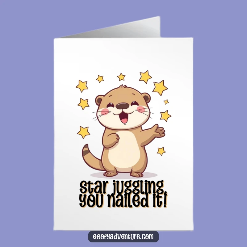 Free Printable Congrats Card: Otter Juggling Stars - A Stellar Downloadable Gift