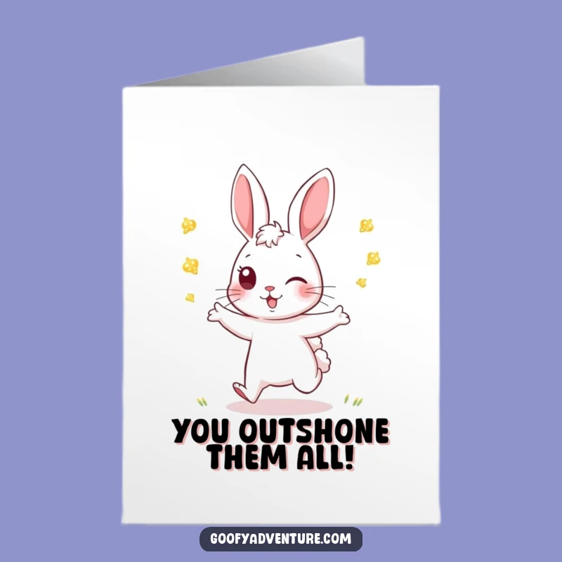 Free Printable Congrats Card: Rabbit's Playful Pursuit, Funny Downloadable Gift