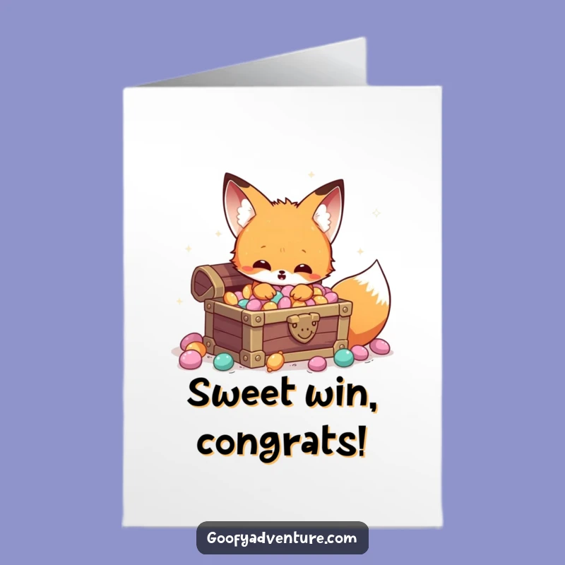 Free Printable Kawaii Fox Treasure Congrats Card - Joyful Downloadable Treat for Success!