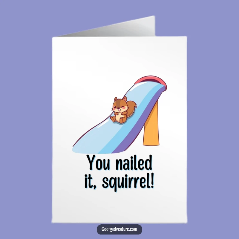 Free Printable Congrats Card: Squirrel on Rainbow, Playful Downloadable Success Gift