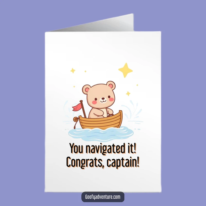 Free Printable Bear Sailing Card - Congrats on Your Journey!