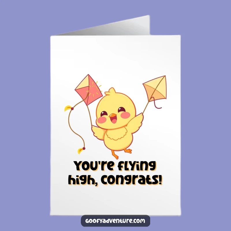 Free Printable Congrats Card: Chick's Sunny Flight, Funny Downloadable Gift