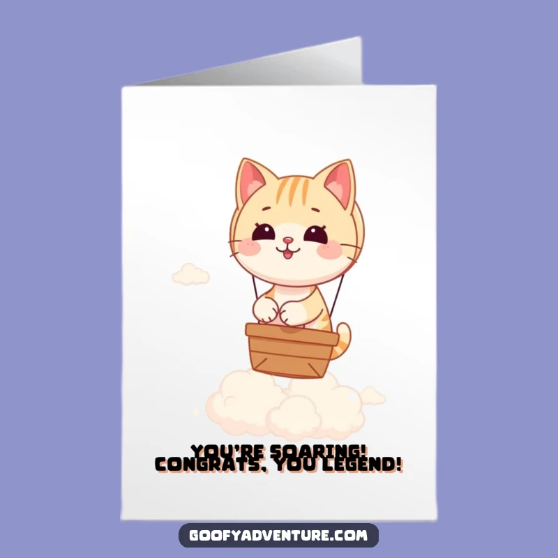 Free Printable Cat Balloon Card - Congrats on Your Journey!