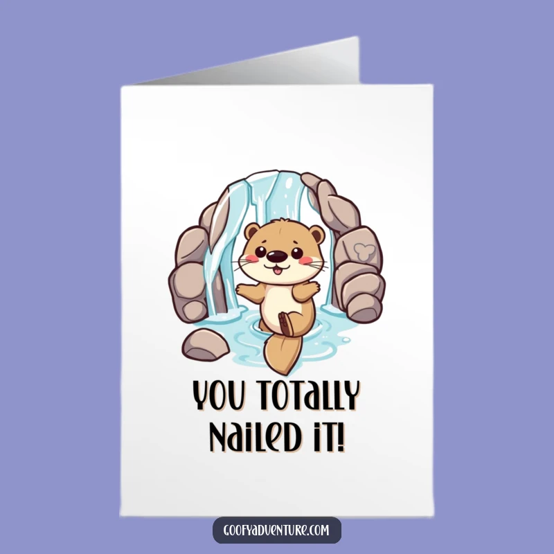Free Printable Congrats Card: Otter's Waterfall Victory Slide Funny Downloadable